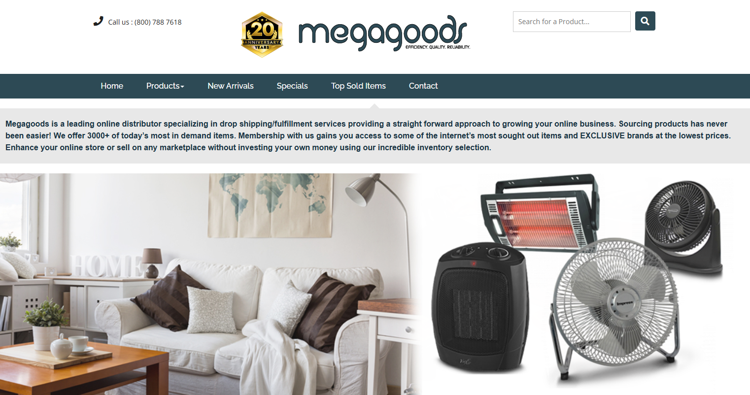 Megagoods homepage