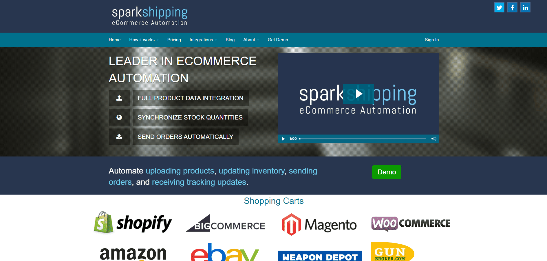 Spark Shipping homepage