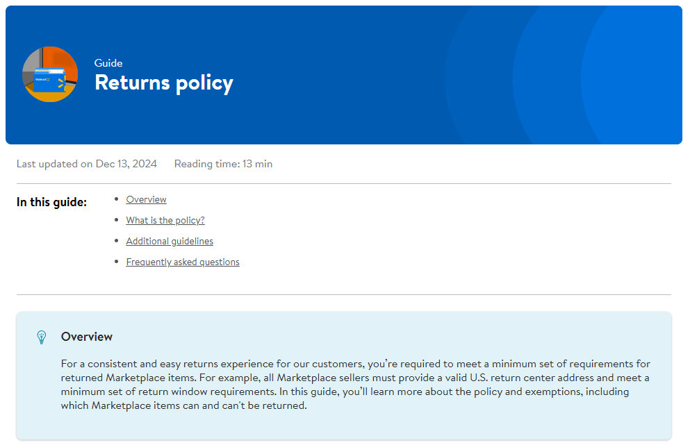 Walmart’s shipping and return policies