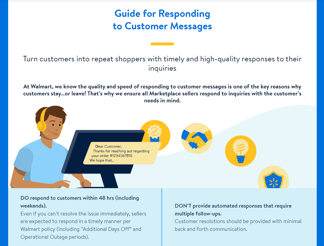 Customer service guidelines on Walmart Marketplace