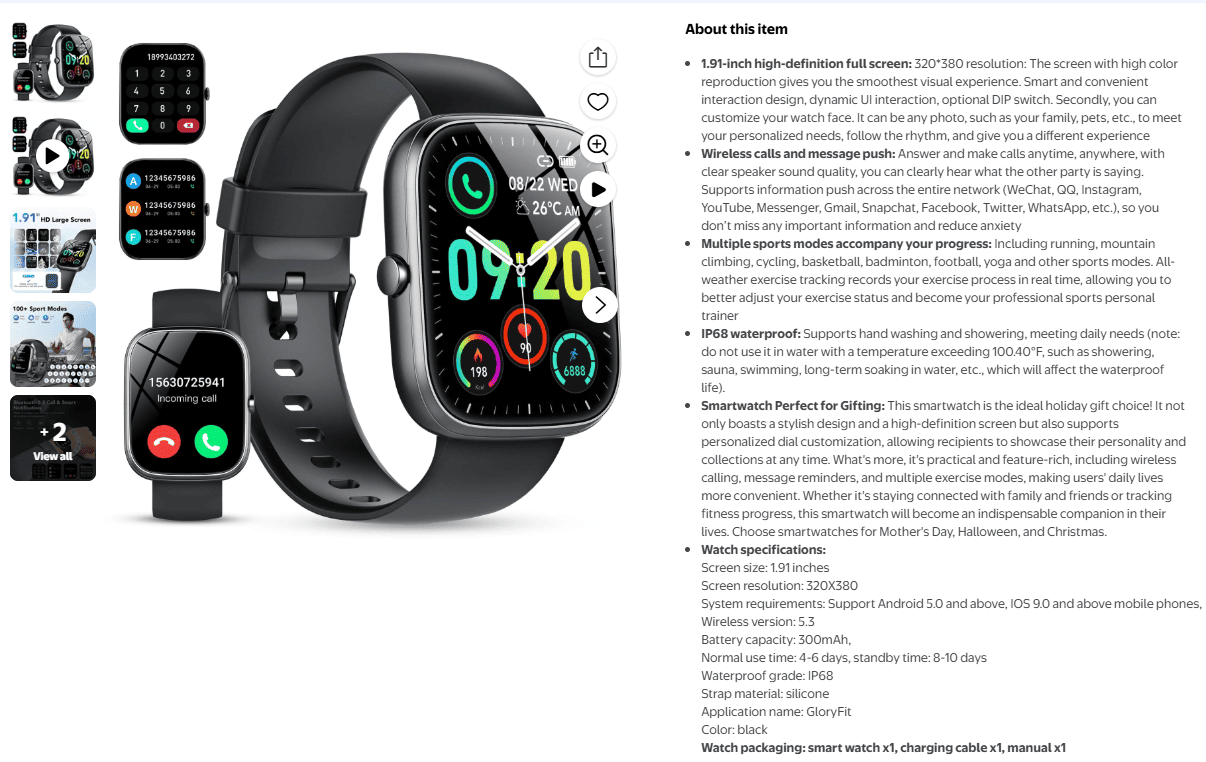 Walmart listing product descriptions