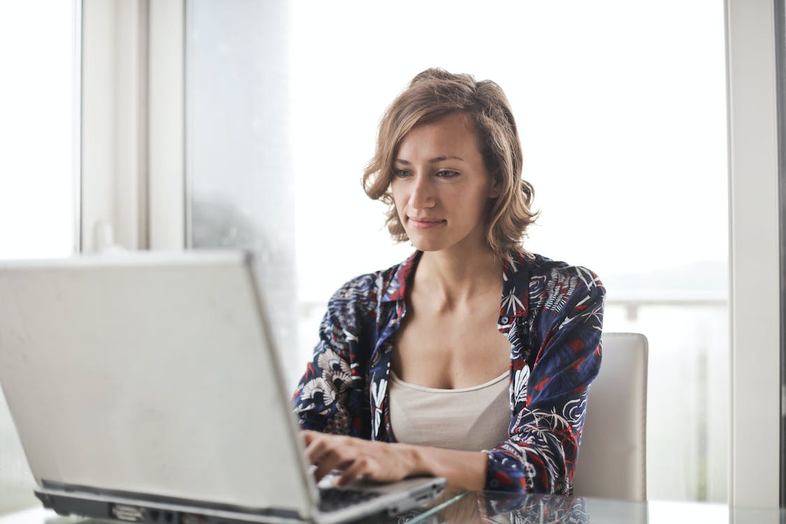 Woman working on laptop