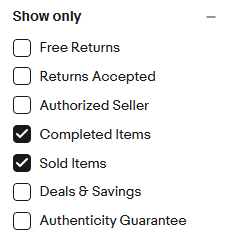 Filtering for products on eBay