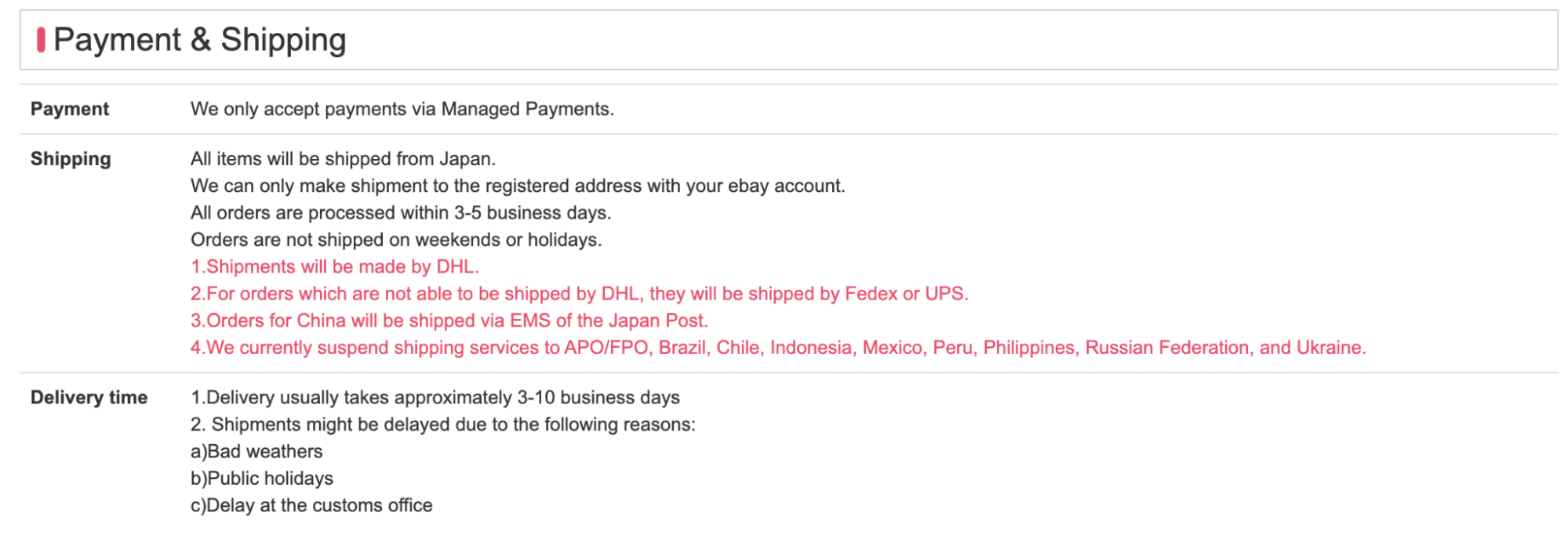 eBay Description Template
