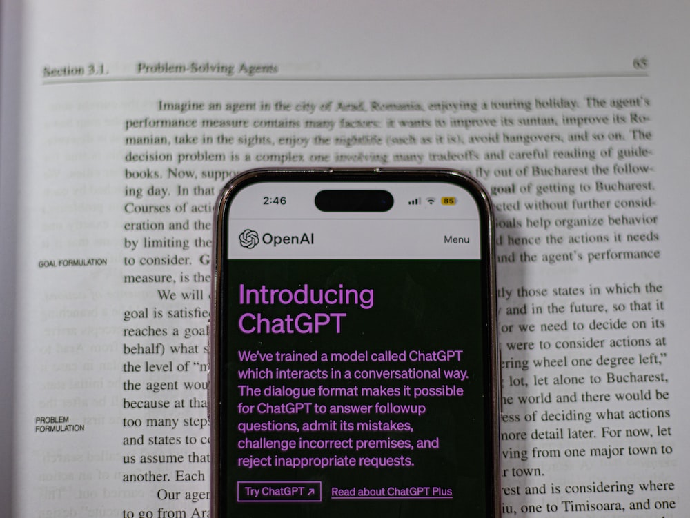 Phone screen showing the ChatGPT home page.