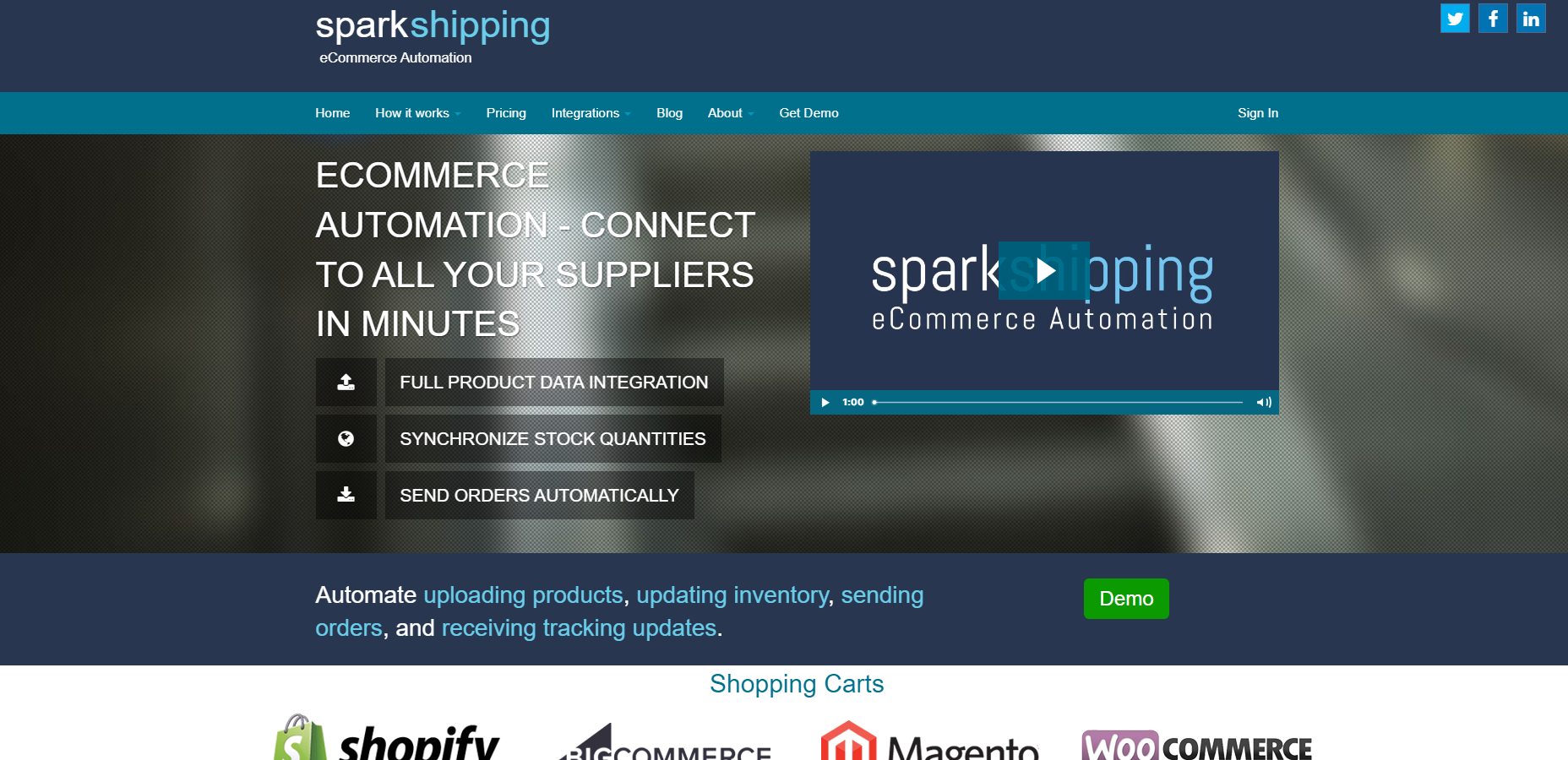 A screenshot showing Spark Shipping's eCommerce automation software