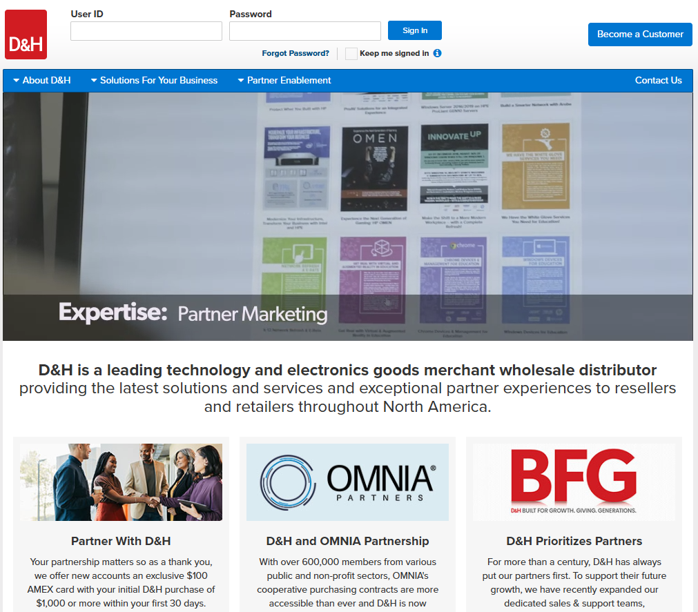 An image of D&H's homepage