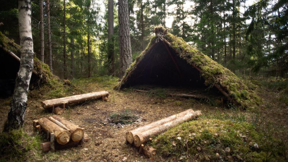 Outdoor survival shelter.