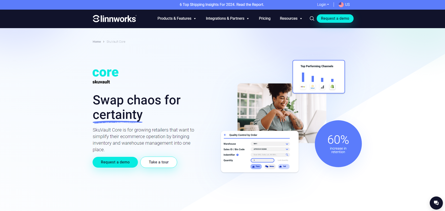 A photo depicting SkuVault's homepage