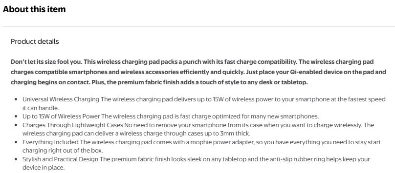 natural keyword placement in product details: