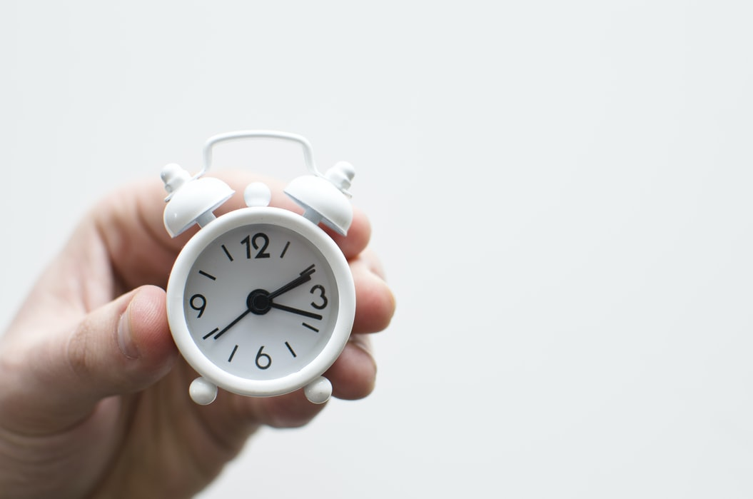 Alarm clock showing the time. 