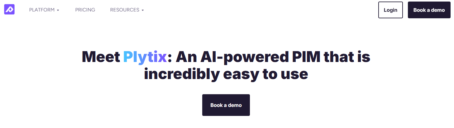 A brief snippet of the Plytix homepage