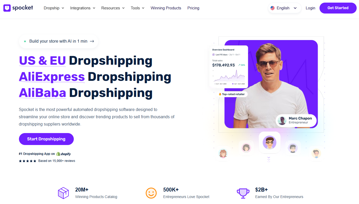 Spocket homepage