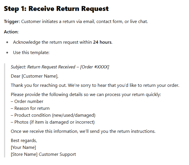 Return request generated by ChatGPT