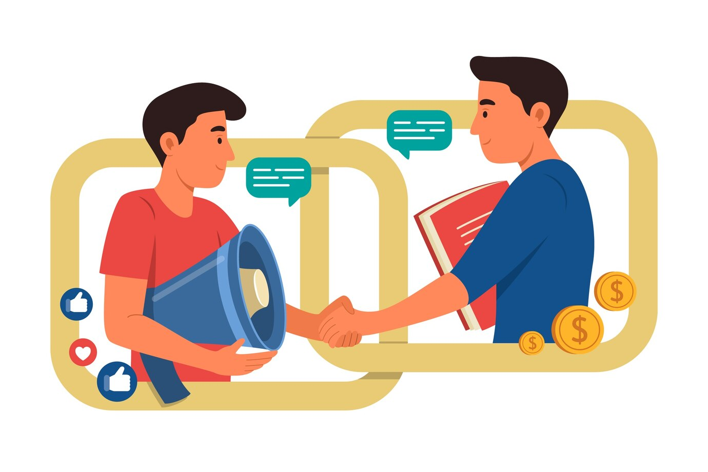 Referral marketers shaking hands