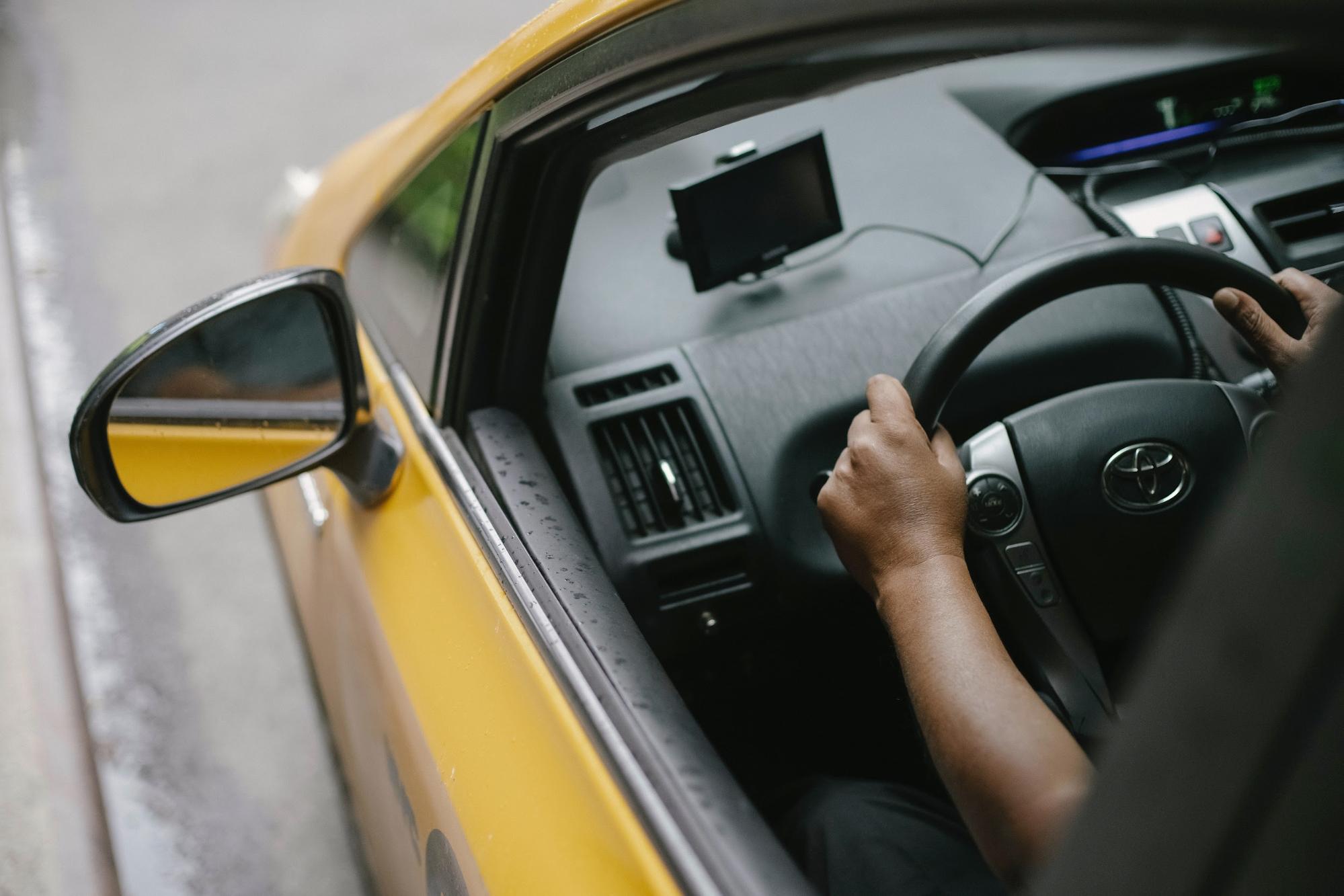 Person driving a car. 