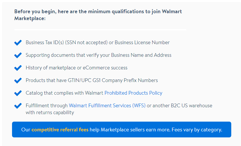 Walmart Marketplace sign up requirements