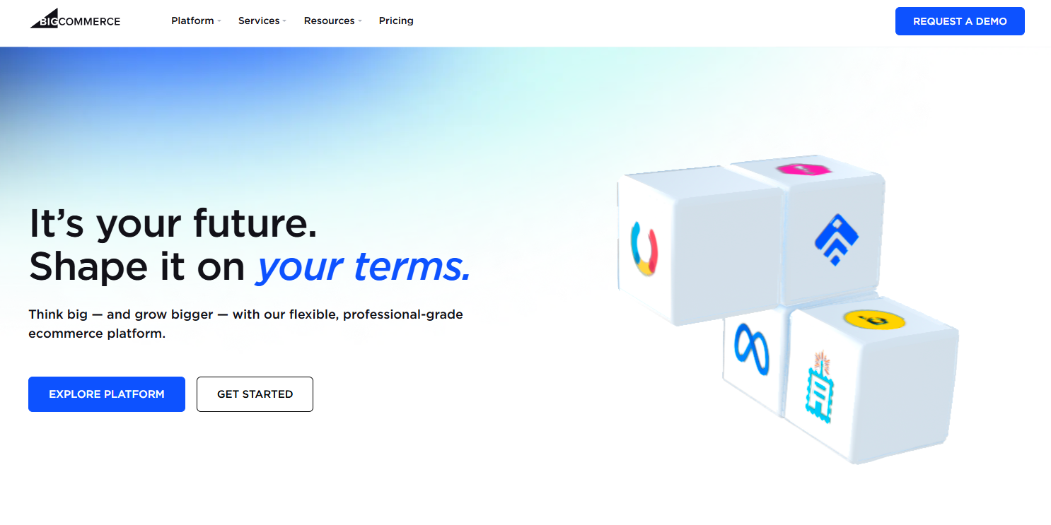 An image of the BigCommerce homepage