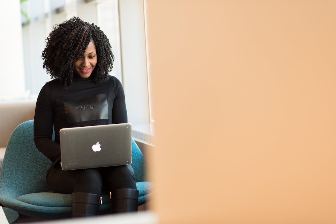 Woman working on a laptop