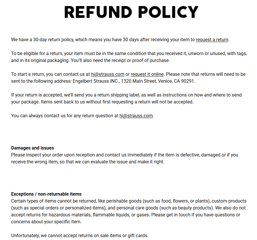 Dropshipping returns refund policy