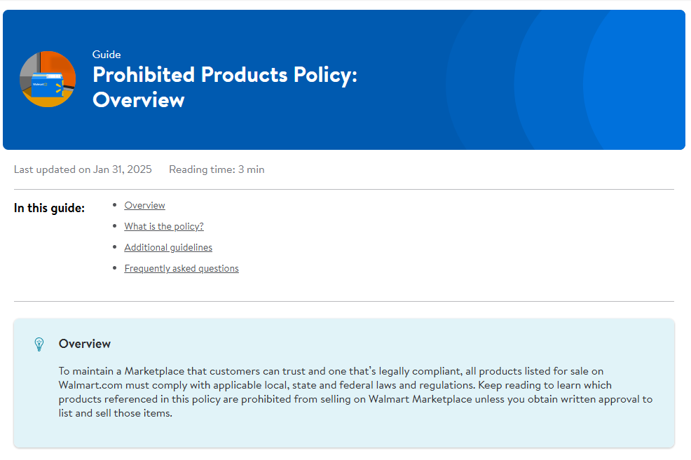 Walmart’s restricted and prohibited items for dropshipping