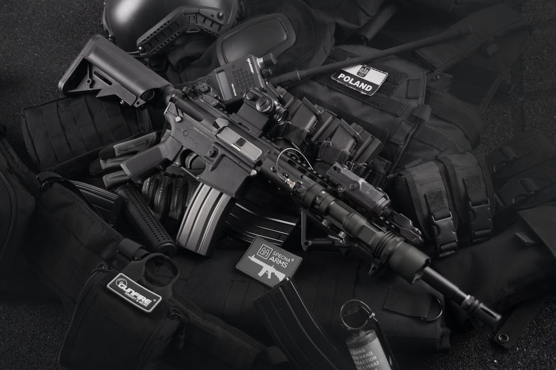 Rifle and tactical gear available in an eCommerce store