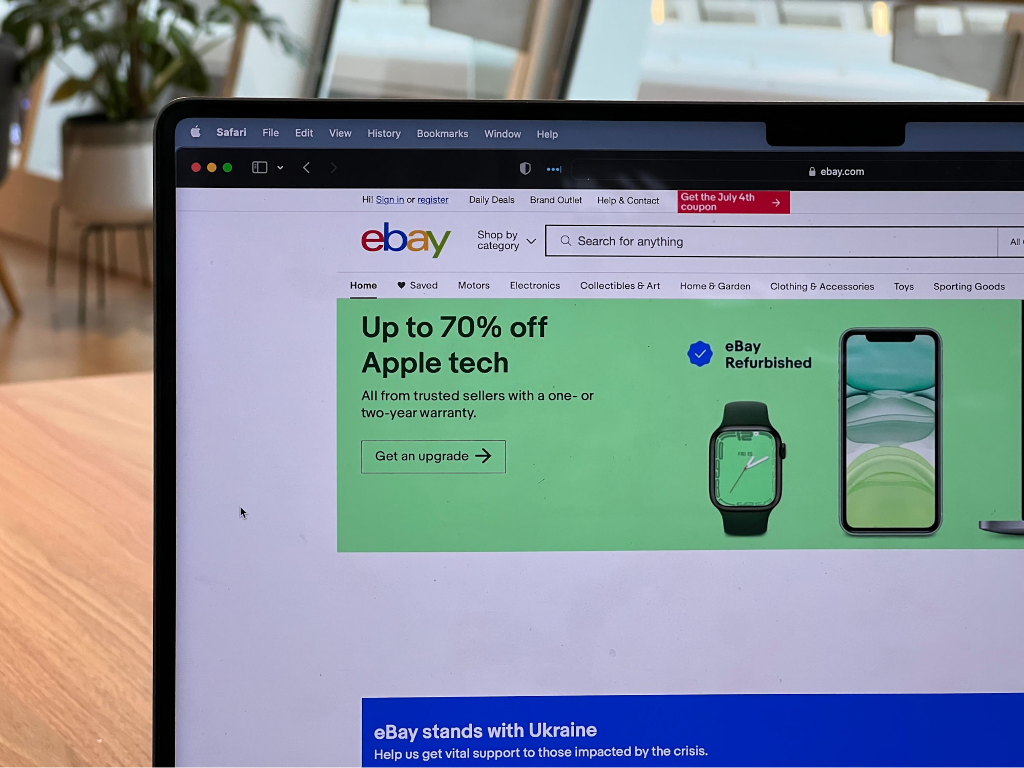 Laptop screen displaying the eBay website