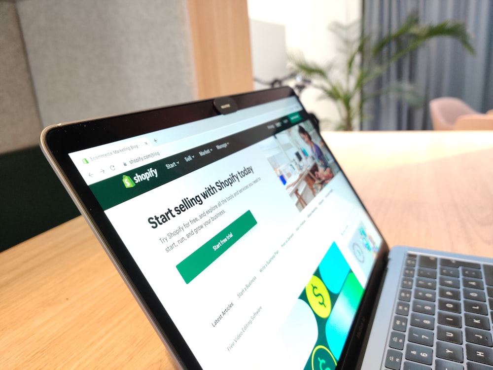 Shopify store on a laptop