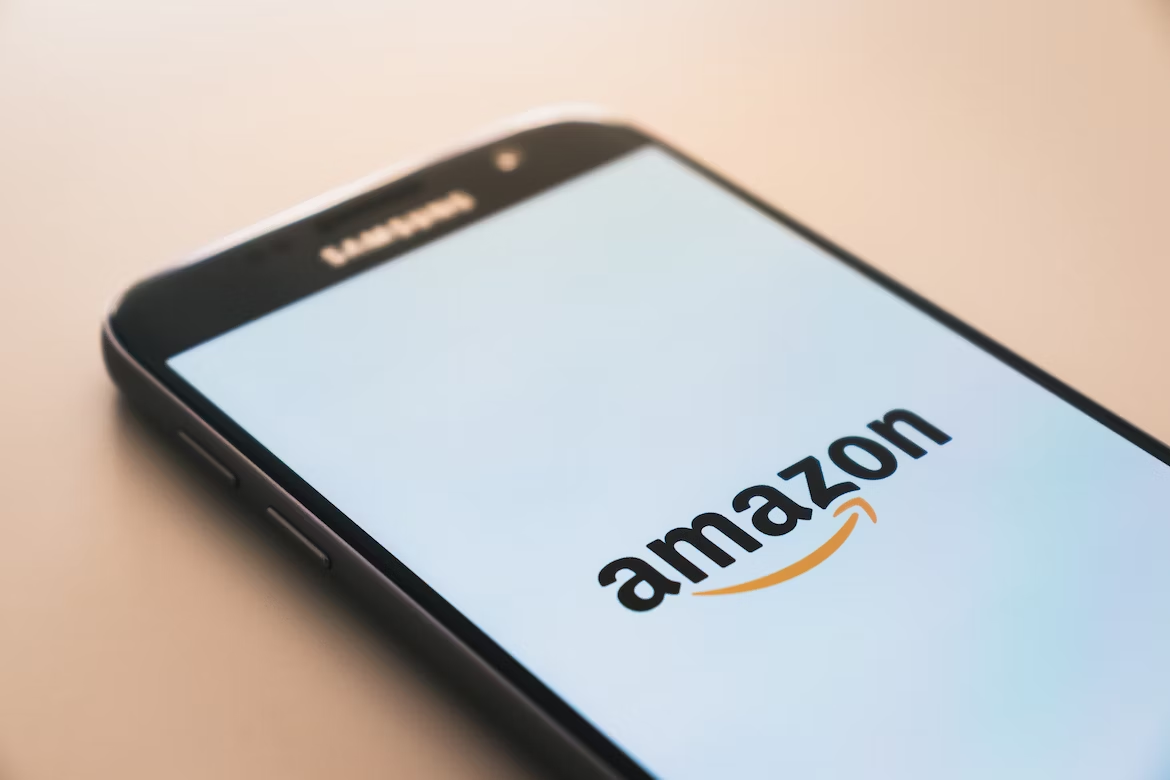 Amazon logo displayed on a smartphone screen.